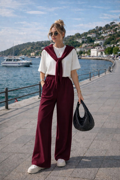 legends butik Γυναικείο Σετ από Ύφασμα Modal – Μπλουζάκι με δέσιμο μπροστά & ...