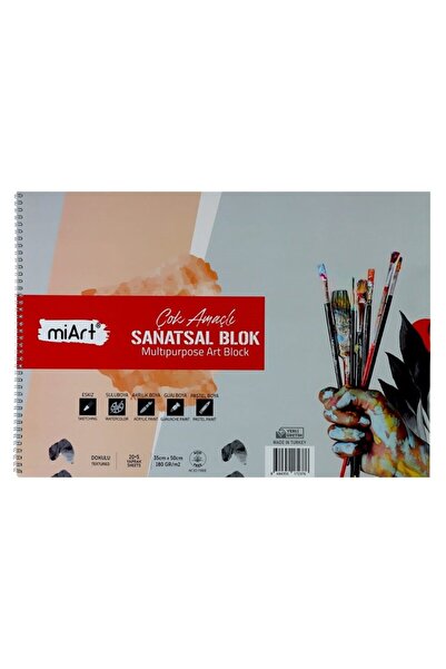Art & Art Miart Multi-Purpose Artistic Block Notebook 180 Gr 35X50 cm 20 Shee...
