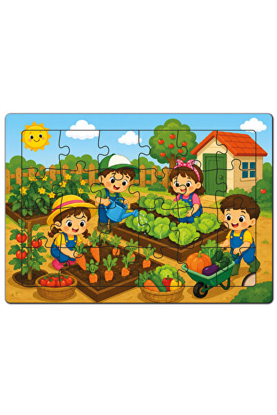 minİQ toys A Day in the Vegetable Garden Wooden Puzzle (24 Pieces)