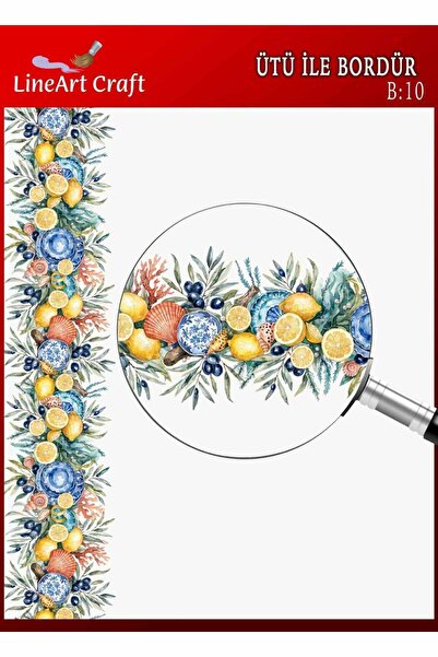 LİNEART Iron-On Border Rubon Transfer Printing Wood & Fabric Transfer No.:B10...