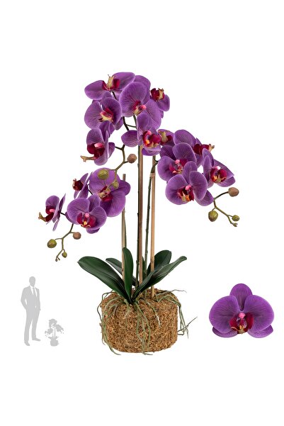 Roberto Rossi Orhidee artificiala mov cu aspect H65 cm cu 3 tulpini