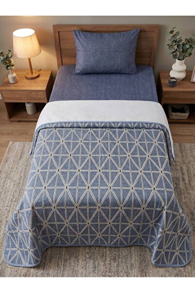 ŞENER HOME Star Polygon Patterned Sheet with Elastic Single Pique Set