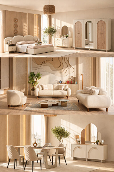 İYENA HOME LİVİNG Düğün Paketi Bohem Rena Ev Grubu ( Yatak Odası Takımı + Yem...