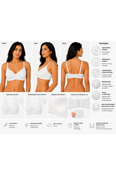 RAJNI Women Girl Soft Cotton Padded Bra Medium Coverage Seamless Stretch Brea...