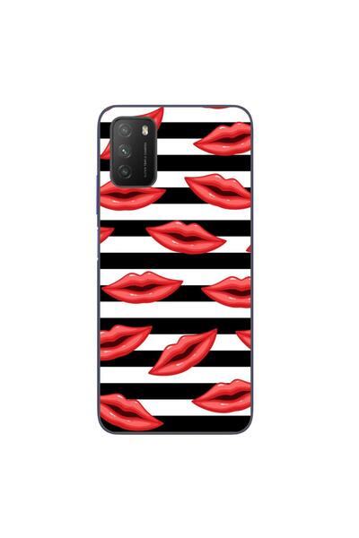 OEM Case compatible with Xiaomi Poco M3 Silicone Gel Tpu Pattern Striped Kisses