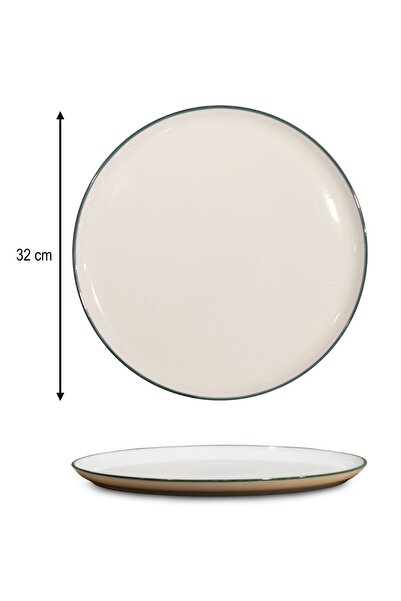 rinart Set of 6 Valencia Serving Plates (Pizza) 32cm Green Rim