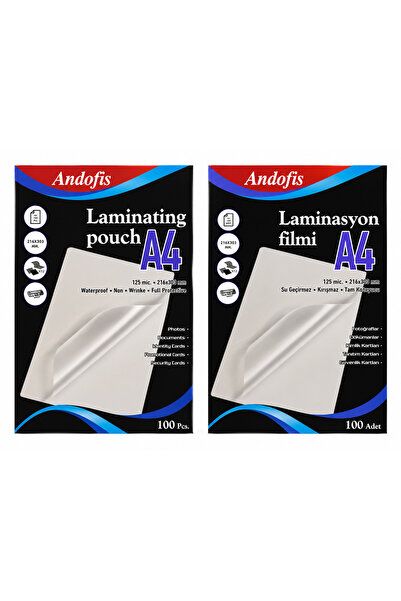 Andofis Laminasyon Filmi A4 125 Mikron 100 paket