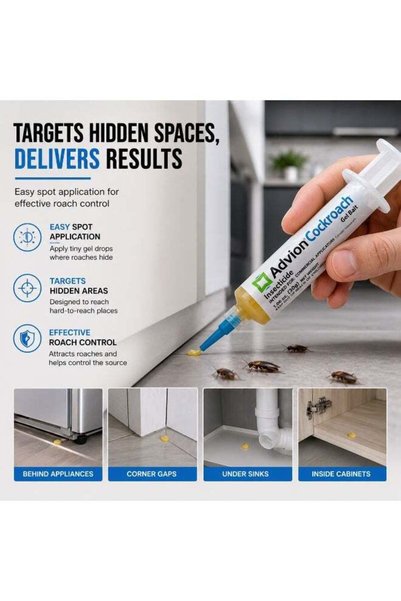 Generic Brand Cockroach Advion Cockroach Gel Bait 30g (Pack of 2) Powerful Roach Killer, Fast Acting Insecticide Gel for Kitchen, Bathroom & Home, Long Lasting Pest Control Solution