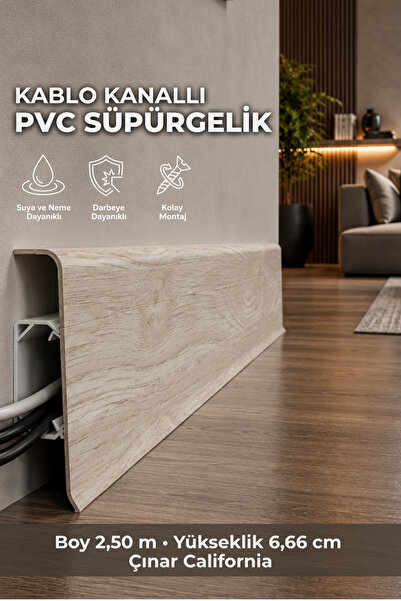 AGK Esquero Açılabilir Kapaklı Kablo Kanallı PVC Süpürgelik 250 cm Suya, Neme...