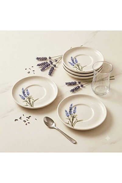 Tezyinat Wood Lavanta 6-Piece Porcelain Tea Plate