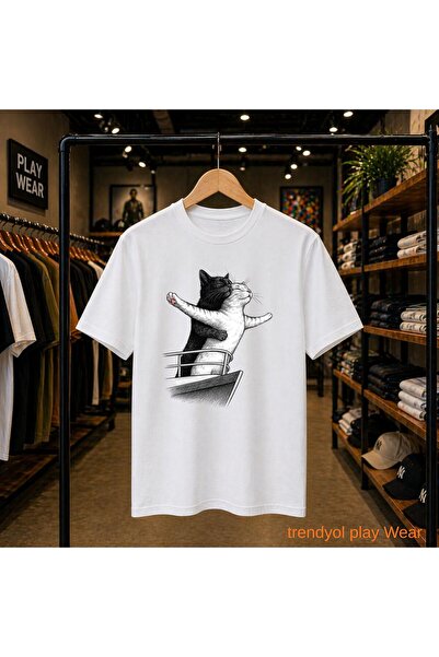 playwear Titanic Cats majica sa printom, 100% pamuk, oversize, široka, regula...