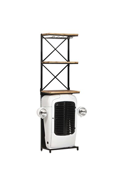 vidaxl Dulap de vin design tractor alb 49x31x172 cm mango nefinisat