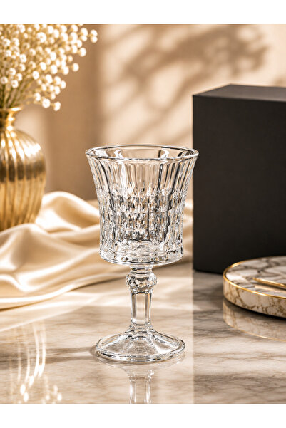 YzHome 6 Lı Ayaklı Kristal Kesme Cam Kahve Yanı Su Bardağı Bardak 85ml