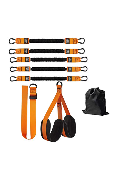 choice2 Orange 375LB Pull-Up Power With Auxiliary Trainer Elastic Rope Pull B...