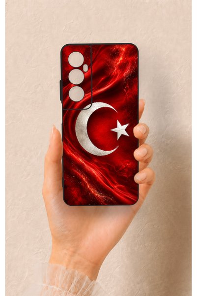 Vip Case حافظة سيليكون متوافقة مع Realme C65 بنمط العلم التركي