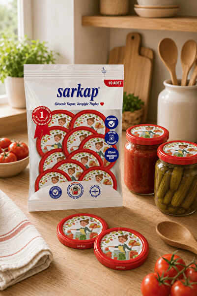 Sarkap Hijyenik Paketli 10'lu 82 mm Kapak - Domates Seri - Şef Kahverengi