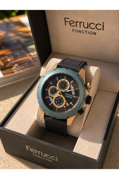 Ferrucci , Leather Strap, Function Men's Wristwatch