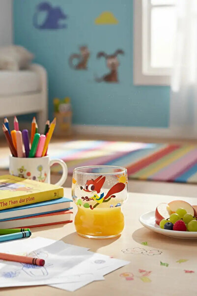 Miniso كوب زجاجي من البوروسيليكات مرخص من ديزني زوتروبوليس - كوب ماء شفاف وجم...