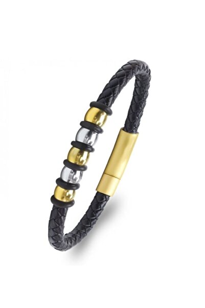 AKSESUARIM Genuine Leather 316L Steel Men's Bracelet