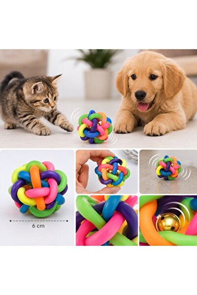 bakgelal İnteraktif Zilli Kauçuk Kedi ve Köpek Oyun Topu 6 cm Dayanıklı Çiğne...