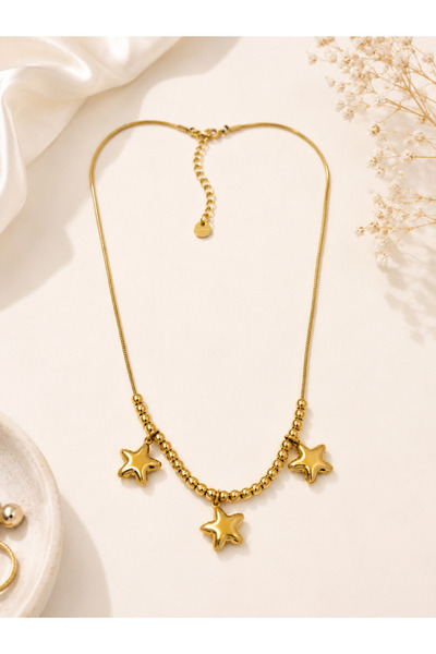 Archhazel Jewelery Gold Steel Necklace with Star Figure
