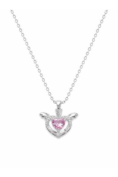 serelya 316L Steel Chain Silver Color Winged Heart Model Women's Necklace |  ...