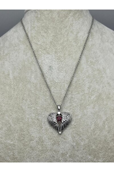 BİJU YILMAZ 26Kly60 -Steel Angel Wing Heart Necklace