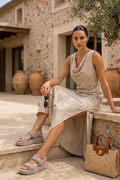 EREN SHOES BAG صندل نسائي من سالزبورغ مصنوع من الجلد الطبيعي من جلد الغزال بح...
