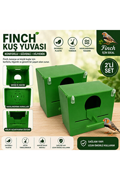 peturunsatis Finch Plastik Yuvalik 10 X 14 X 13 ( Yeşil Yuvarlak Agiz ) x 2