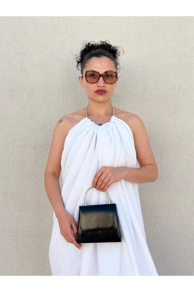 she poly Women's Black Leather Evening Dress Bag