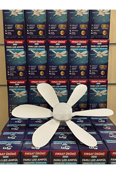 Fan Fanlı Led Ampül Vantilatör 3 Renk Led Işıklı 3 Kademe Fanlı Sessiz Kumand...