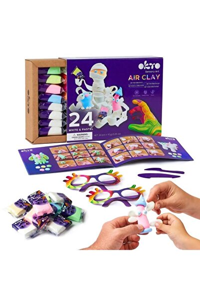 Okto Clay Factory Air Clay White & Pastel Creative Set, 24 Colors