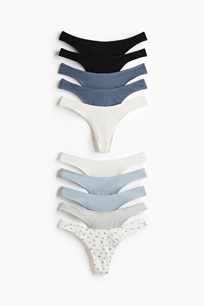H&M 10'lu Pamuklu Thong Külot