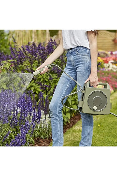 Verve Mikro Hortum Makarası 10 Metre Gri – Sprey Başlıklı, 2 Bağlantı Aparatl...