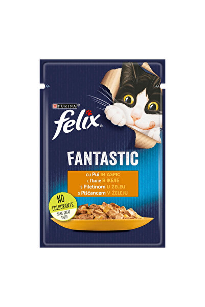 Felix Purina Fantastic Hrană umedă pentru pisici, Pui în aspic, 26 x 85g