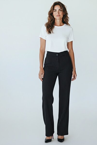 oraystore Pantaloni Palazzo cu talie înaltă în dungi pentru femei
