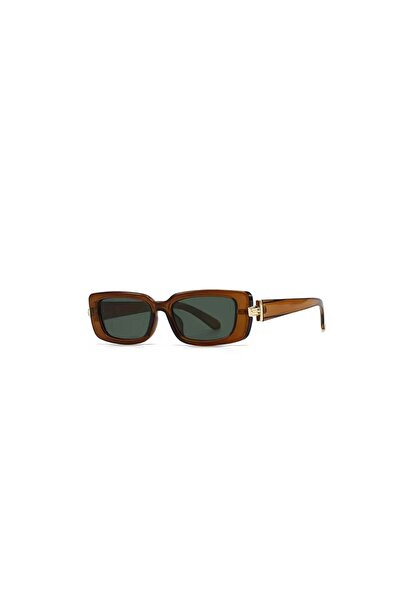 MODEST SISTERS Rich Brown Gradient Small Rectangular UV400 Sunglasses