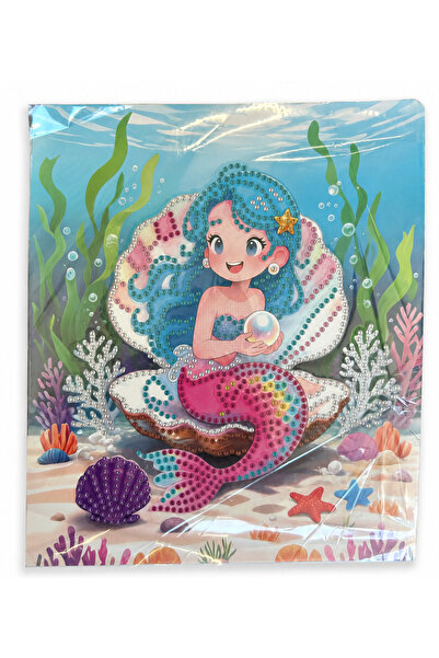 iğne izi Hı Stone 5D Diamond Stone Processing Kit Painting 21X25 cm Mermaid P...