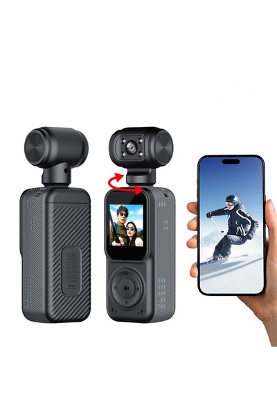 gaman 4K Lens Aksiyon Kamerası – 180° Döner Lens, WiFi, Vlog Kamera