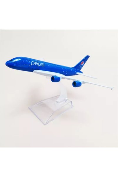OEM Model de avion Pepsi Airbus A380, metal, 16 cm, scară 1:400