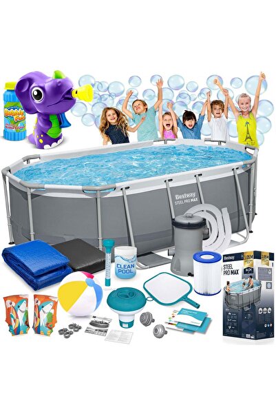 BESTWAY Piscină de grădină cu cadru 305 x 200 x 84 cm 17-în-1 5614A + aparat ...