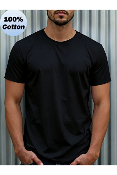 Take Two By Styli Men 100% Cotton Black Round Neck T-Shirt