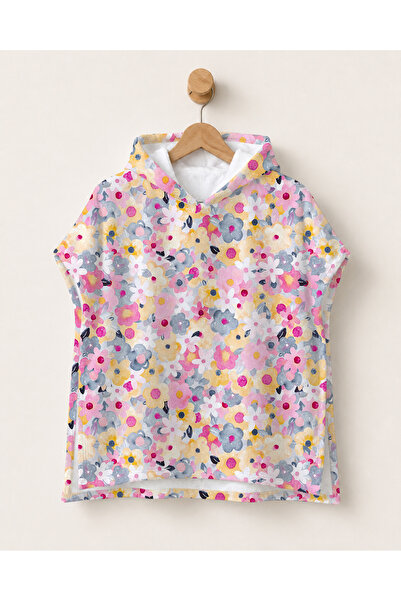milroma Small Floral Patterned Children's Poncho Towel Hooded Sea Beach Pool ...