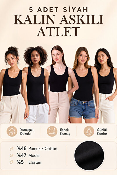 Loule Women's 5-Piece Cotton & Modal Thick Strap Flexible Daily Undershirt - ...