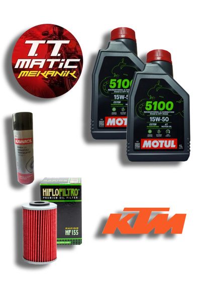 TTMATICMEKANIK KTM 250 DUKE ABS YAĞ BAKIM SETİ- MOTUL 5100 15W-50(2 ADET)-HİF...