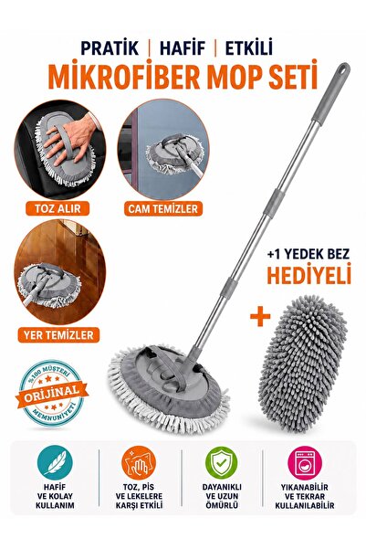 HR PAK ( +1 YEDEK BEZ HEDİYELİ ) Gri Renk Çok Fonksiyonlu Mikrofiber Araba Yı...