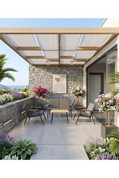 Dekoroom's VİENTO 2-1-1 BAHÇE BALKON MOBİLYASI,SEHPALI,KUMAŞ RENGİ 02 ANTRASİ...