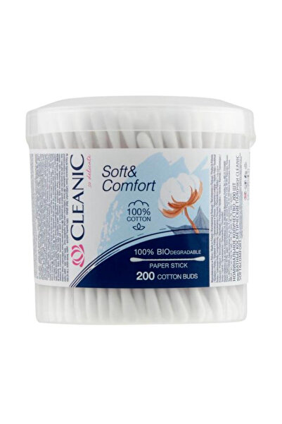 Cleanic Betisoare de Urechi Biodegradabile din Bumbac - Soft&Comfort 100% , 2...