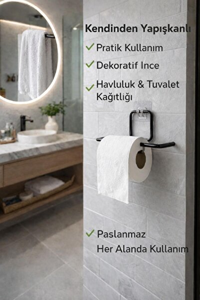 Lilya Home Yapışkanlı WC Kağıtlık / Tuvalet Kağıtlık – Deliksiz Montaj, Ergon...