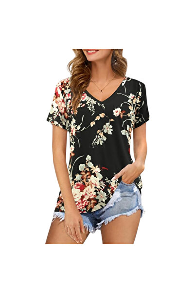 OEM Cămașă tip bluză pentru femei, tricou basic cu flori, stilat, de vară, le...